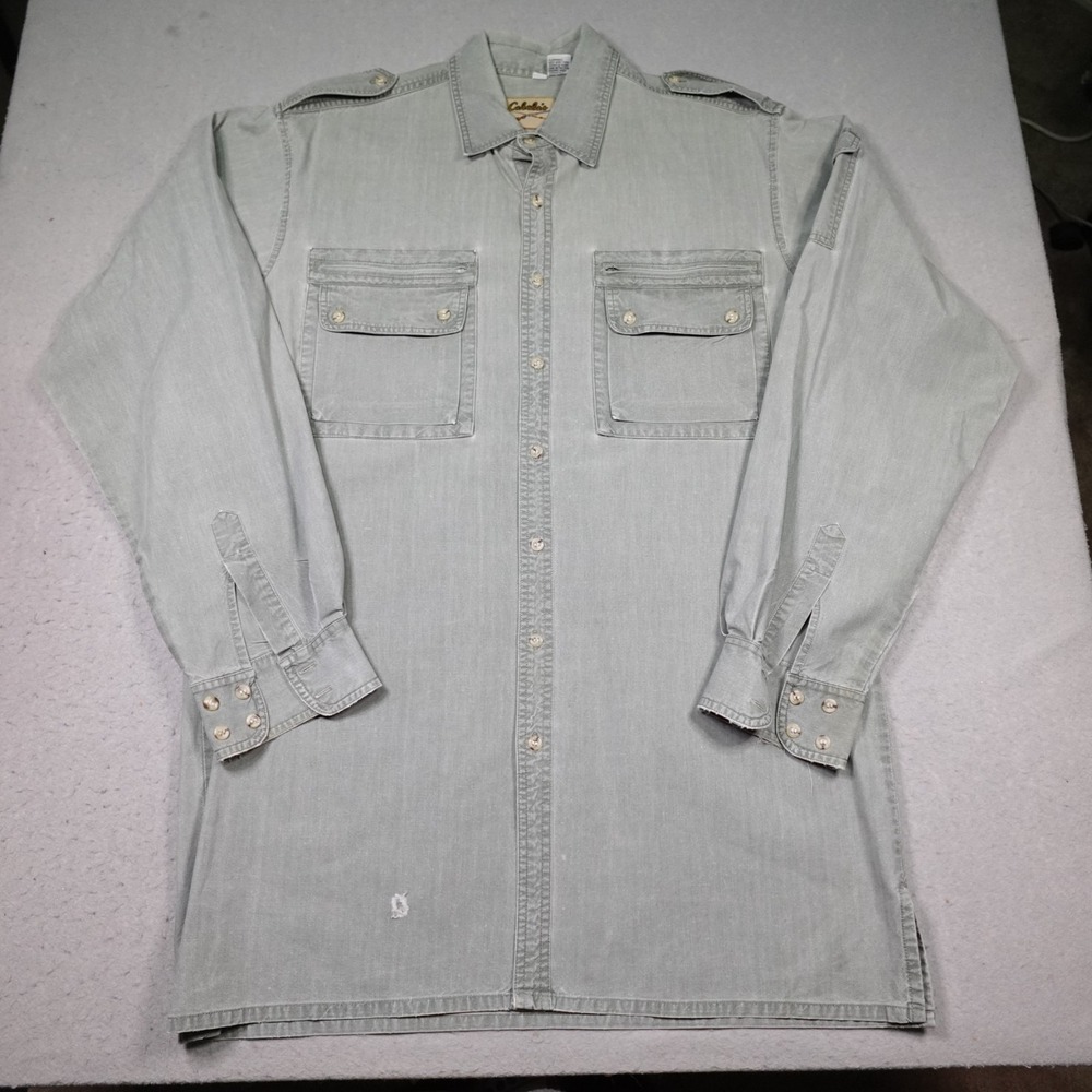 Vintage Cabelas Shirt Mens LT Tall Safari Khaki Hunting Utility Field Shooting